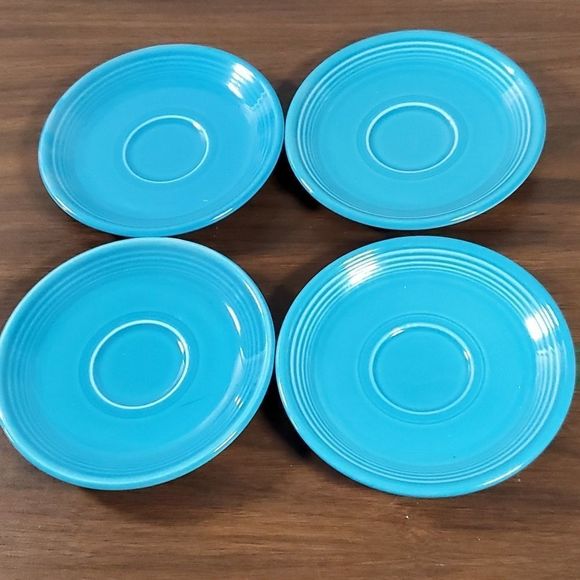 Homer Laughlin China‎ Co. Fiesta 4 Peacock Blue Saucers - Picture 1 of 11